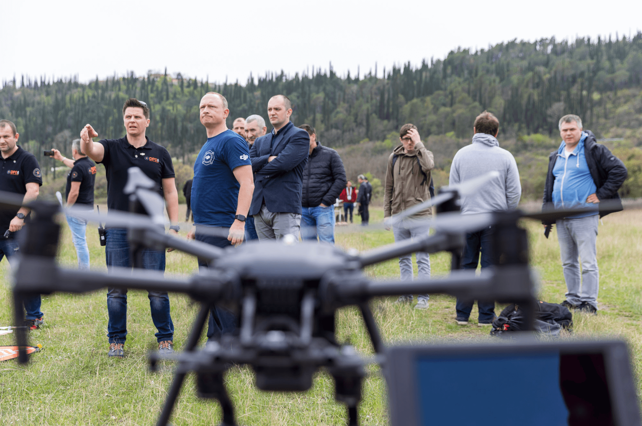 Romeo Durscher with EU first responders at drone rescue scene