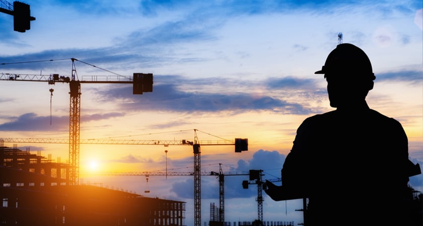 Construction Drones Worker Silhouette