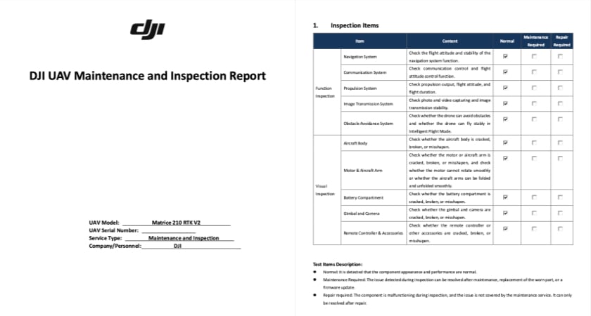 DJI Maintenance Report 1