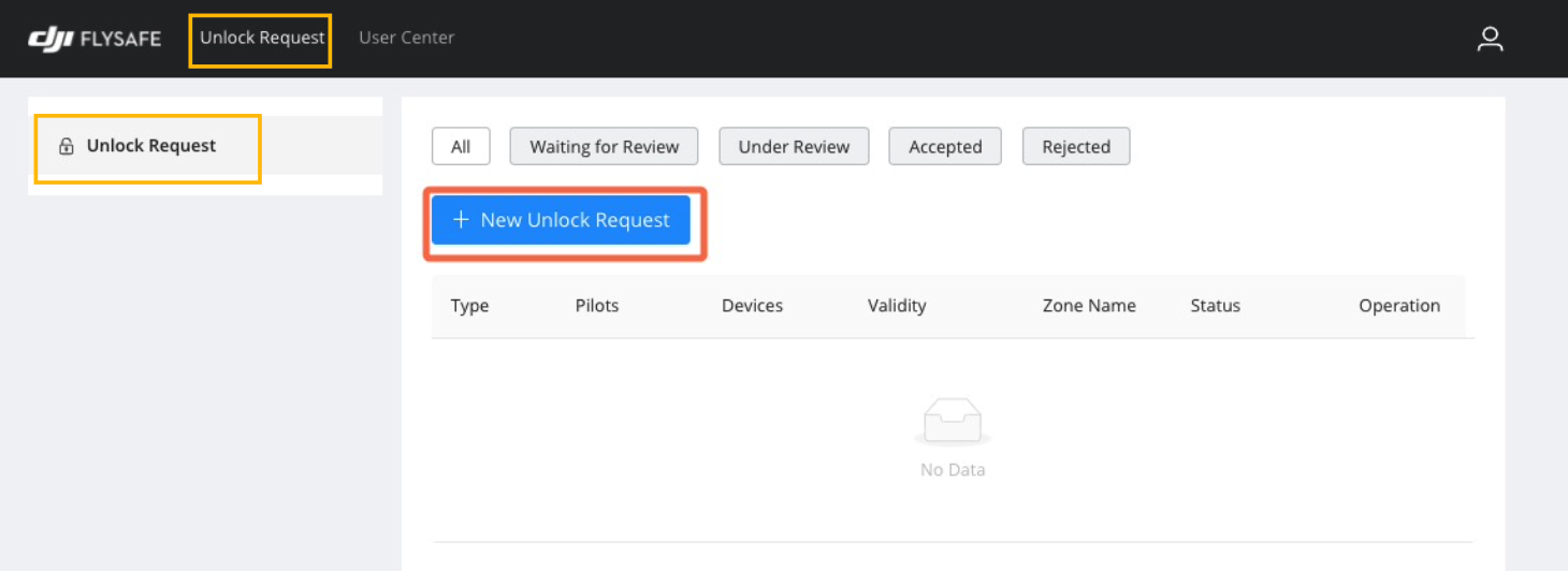dji unlock request