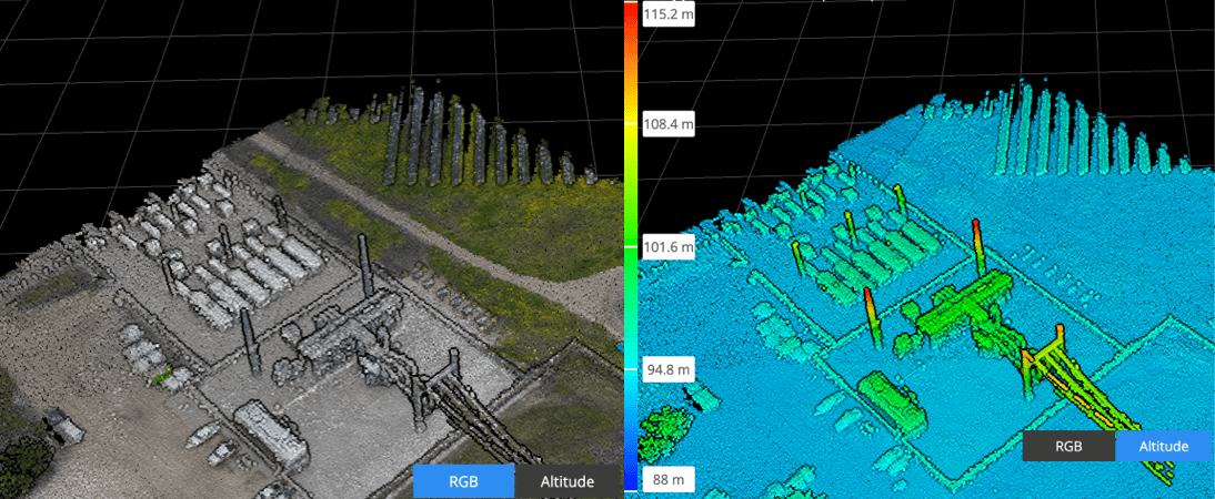 Dock Solar Inspection - Substation Point Cloud RGB & Point Cloud Altitude