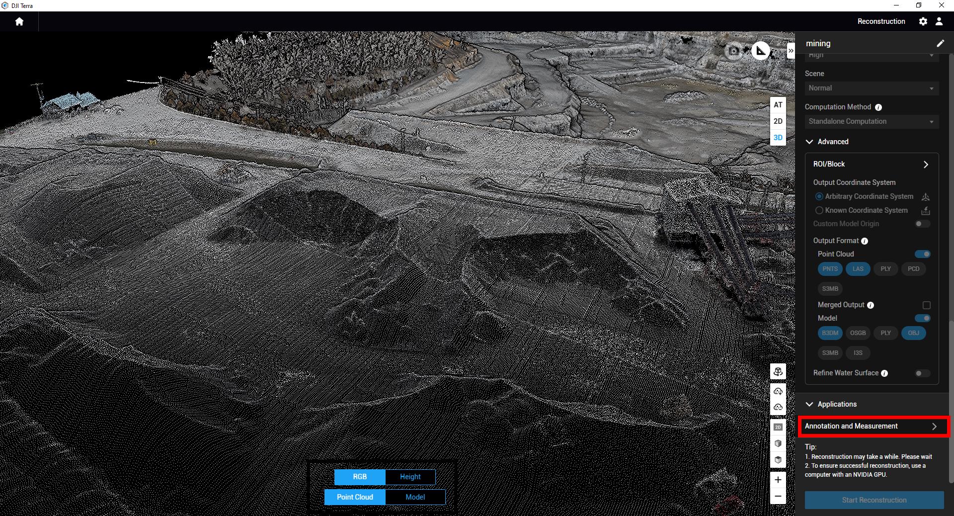 Stockpile Measurements with DJI Enterprise Drones and DJI Terra - Annotations and Measurement