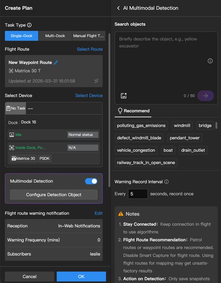 Multimodal AI recognition on patrol routes
