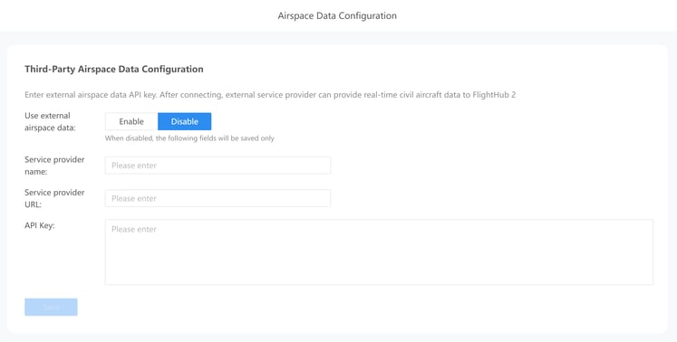 Third party airspace data configuration