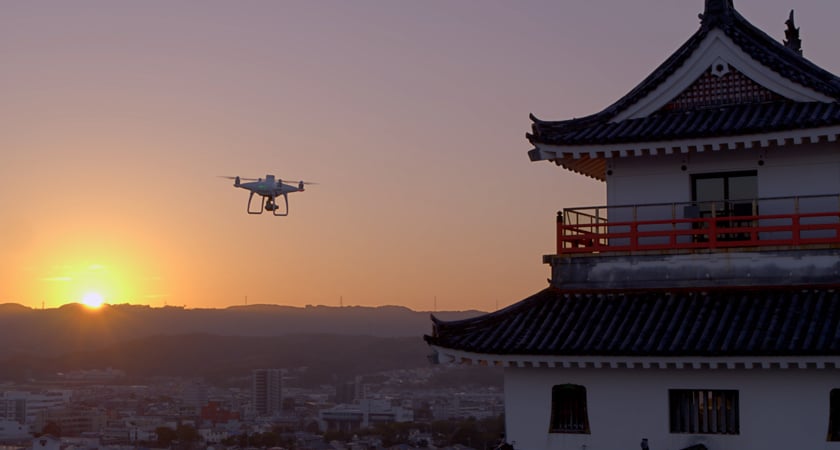 Karatsu Castle with drone