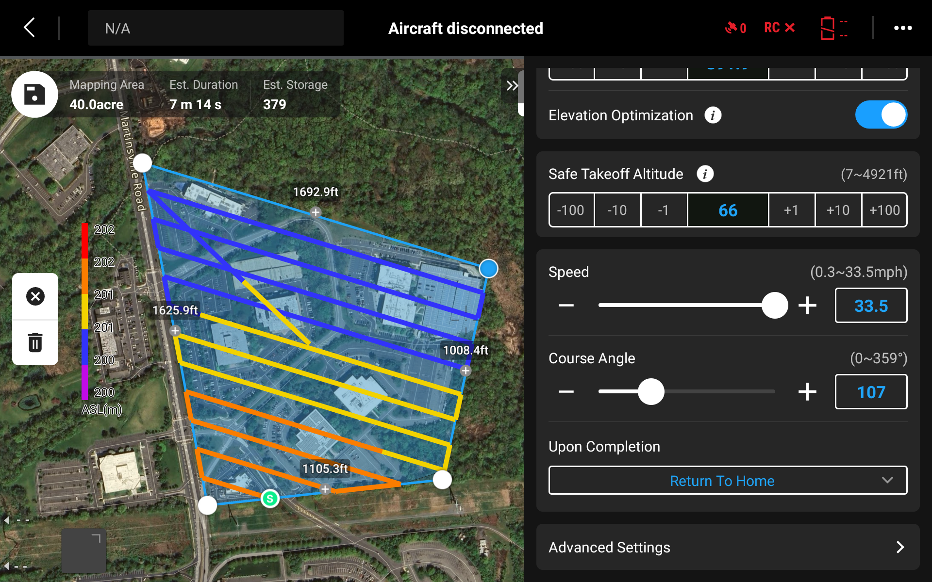 Matrice 350 RTK + Zenmuse P1 NADIR Flight Plan  