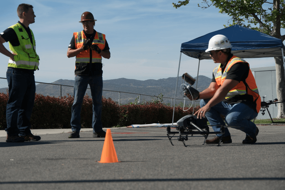 C2’s Oscar Miguel (R) prepares for a flight over the Tribal Lands of the Soboba Band of Luiseño Indians with a DJI Inspire 2. Image courtesy of C2 Group.