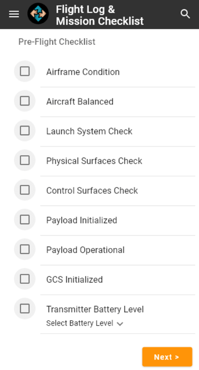 C2’s app includes a pre-flight checklist - where every item requires acknowledgement. Image courtesy of C2 Group.
