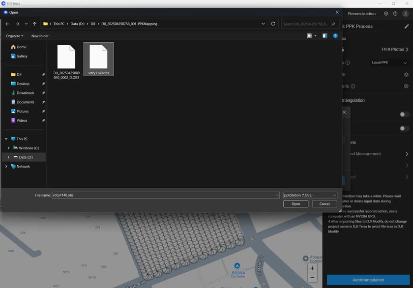 RINEX file selection - DJI Terra