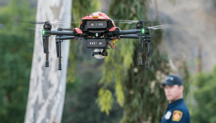 LA FD team operating a modified DJI Matrice 100